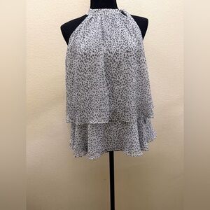 Express Black and White Layered Halter Blouse